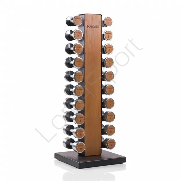 Zestaw hantli drewniano-stalowych 1-10 kg ze stojakiem HAMMER