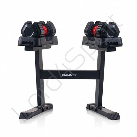 Zestaw hantli regulowanych ze stojakiem 2 x 25 kg HAMMER STRONGLOCK 4.0