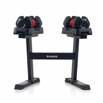 Zestaw hantli regulowanych ze stojakiem 2 x 25 kg HAMMER STRONGLOCK 4.0