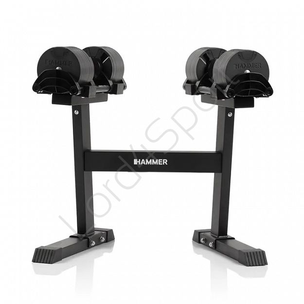 Zestaw hantli regulowanych ze stojakiem HAMMER SMARTLOCK 2x32 kg