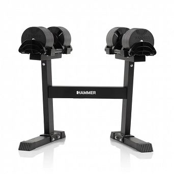 Zestaw hantli regulowanych ze stojakiem HAMMER SMARTLOCK 2x32 kg