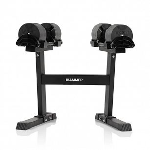 Zestaw hantli regulowanych ze stojakiem HAMMER SMARTLOCK 2x32 kg