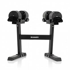 Zestaw hantli regulowanych ze stojakiem HAMMER SMARTLOCK 2x32 kg