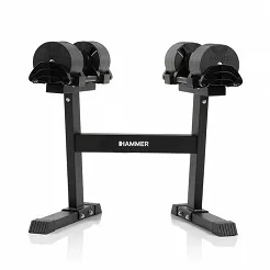 Zestaw hantli regulowanych ze stojakiem HAMMER SMARTLOCK 2x32 kg