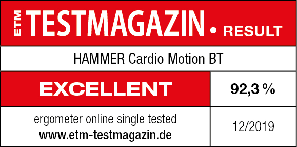 Zapraszamy do zapoznania się z wynikami testu roweru treningowego HAMMER CARDIO MOTION BT w kategorii „Best Of”. Rower został przetestowany w magazynie ETM Testing.
